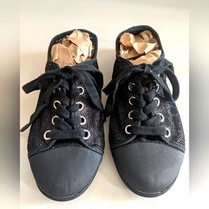 Women's Retro 80s Fashion Black Lace Sneakers Shoes Pop Culture Costume Cosplay